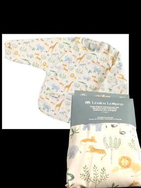 Loulou Lollipop Long Sleeve Waterproof Bib Safari Jungle 100% Repreve Babies 4M+